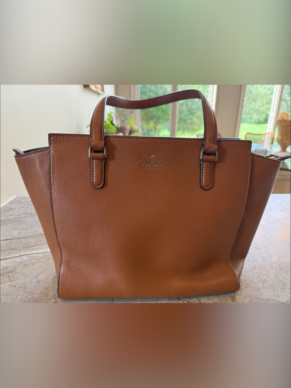 kate spade brown pebbled leather tote
